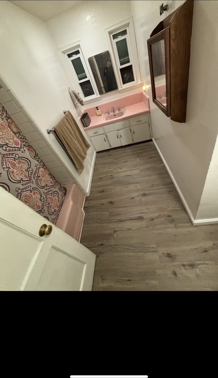 Bathroom flooring after replacement