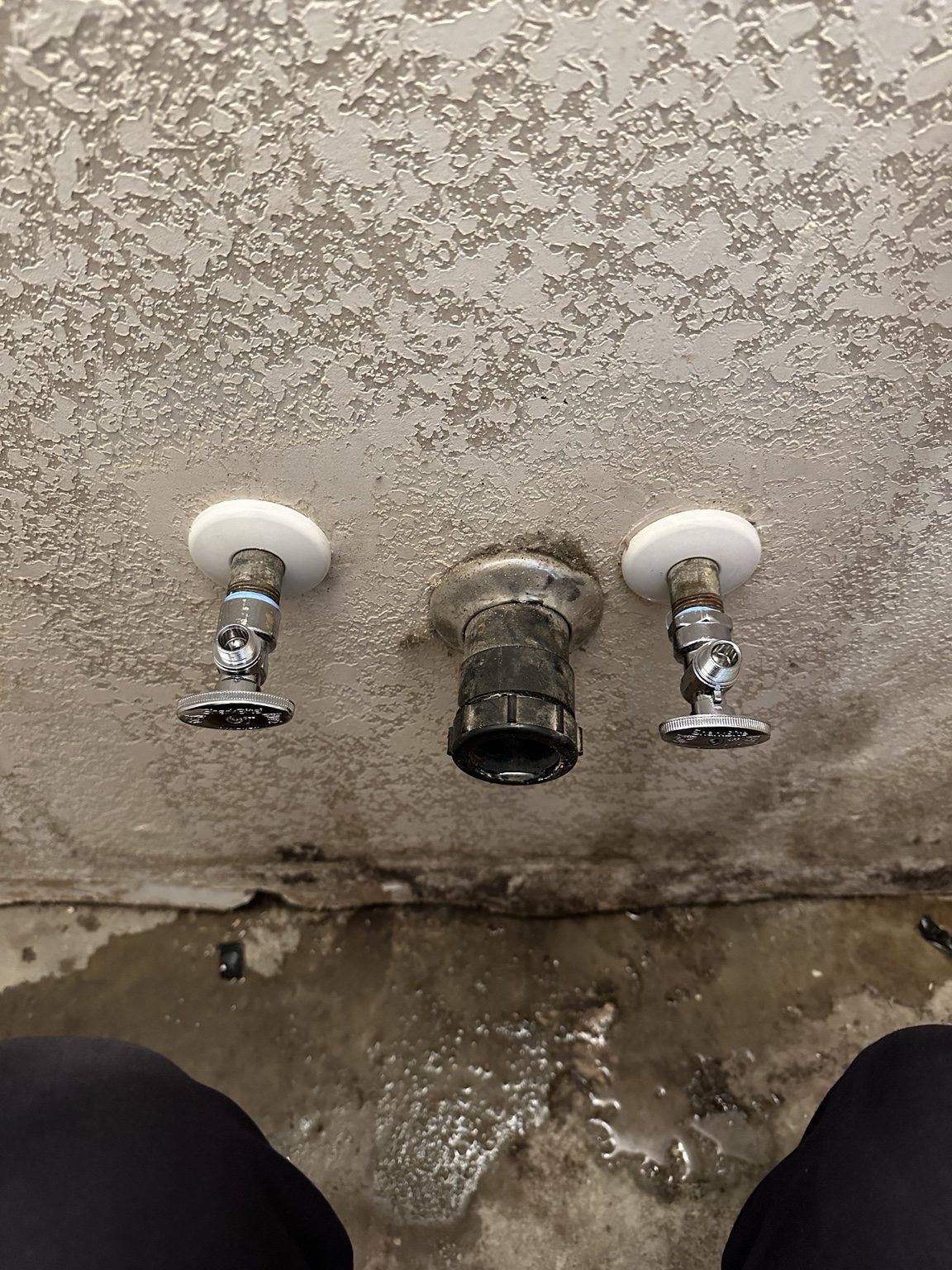 Bathroom sink plumbing rough-in during renovation