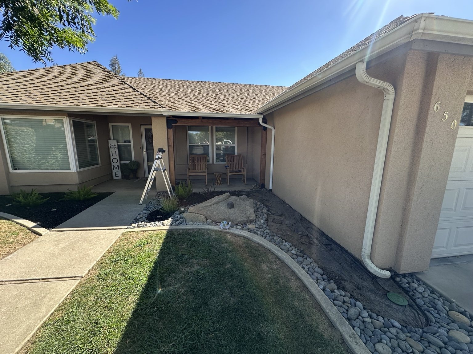 Exterior drainage project during installation