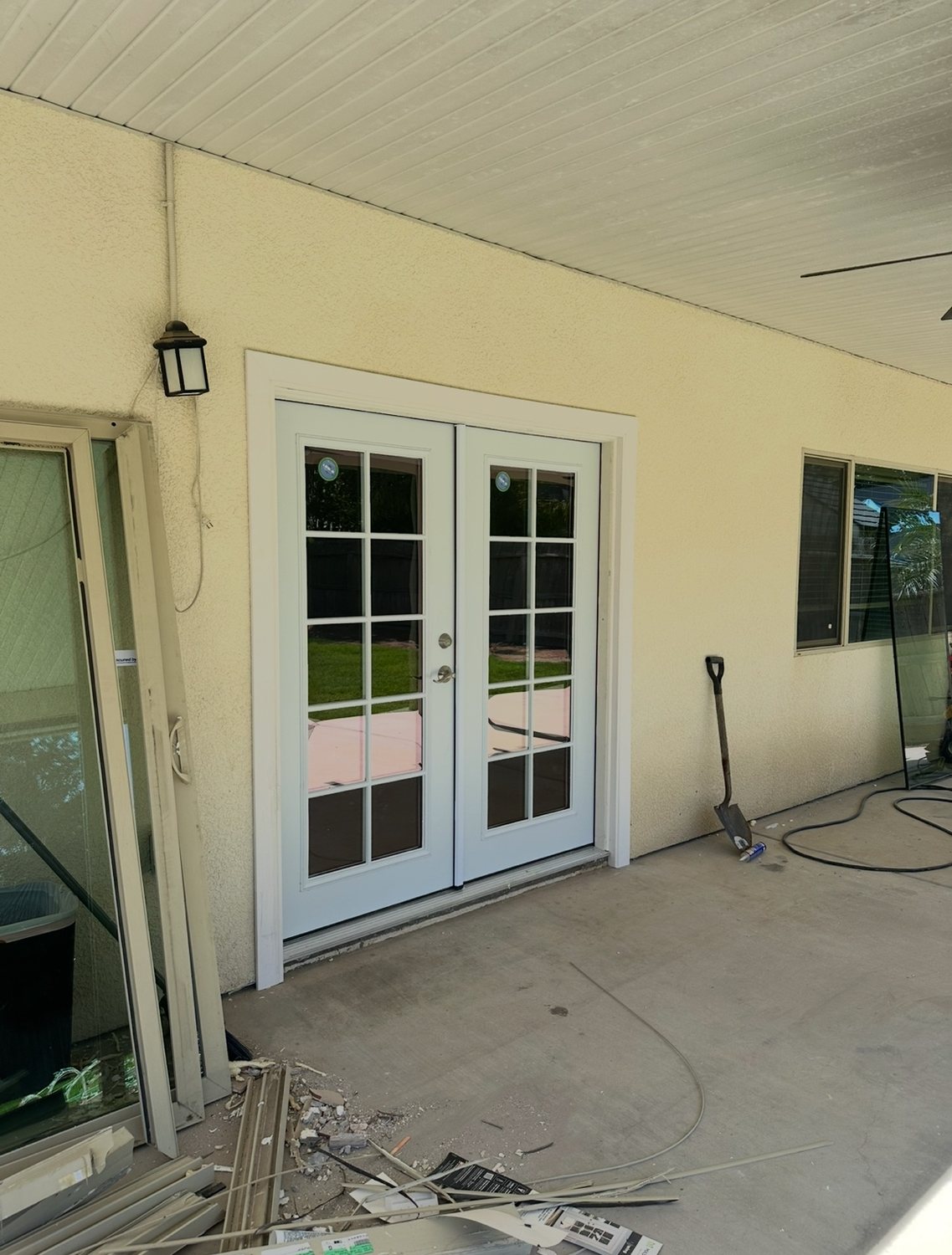 French doors after installation
